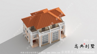 新農(nóng)村漂亮歐式三層雙拼別墅住宅設(shè)計(jì)圖