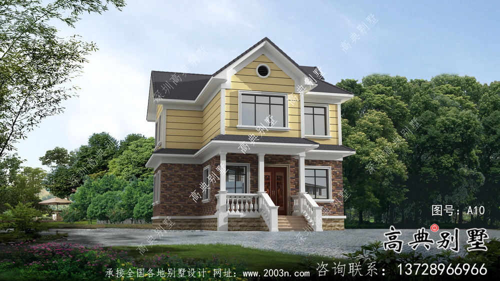 二層簡歐風格自建別墅房屋施工及效果設計圖