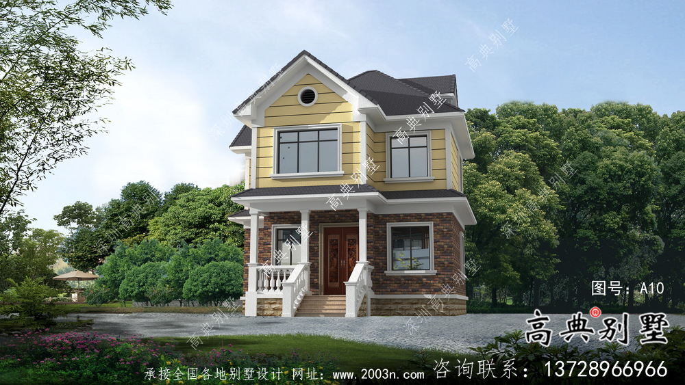 二層簡歐風格自建別墅房屋施工及效果設計圖
