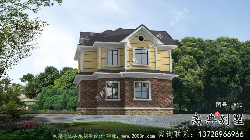 二層簡歐風格自建別墅房屋施工及效果設計圖