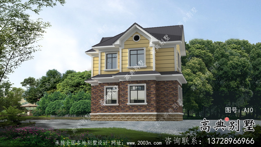 二層簡歐風格自建別墅房屋施工及效果設計圖