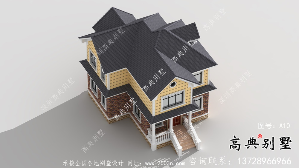 二層簡歐風格自建別墅房屋施工及效果設計圖