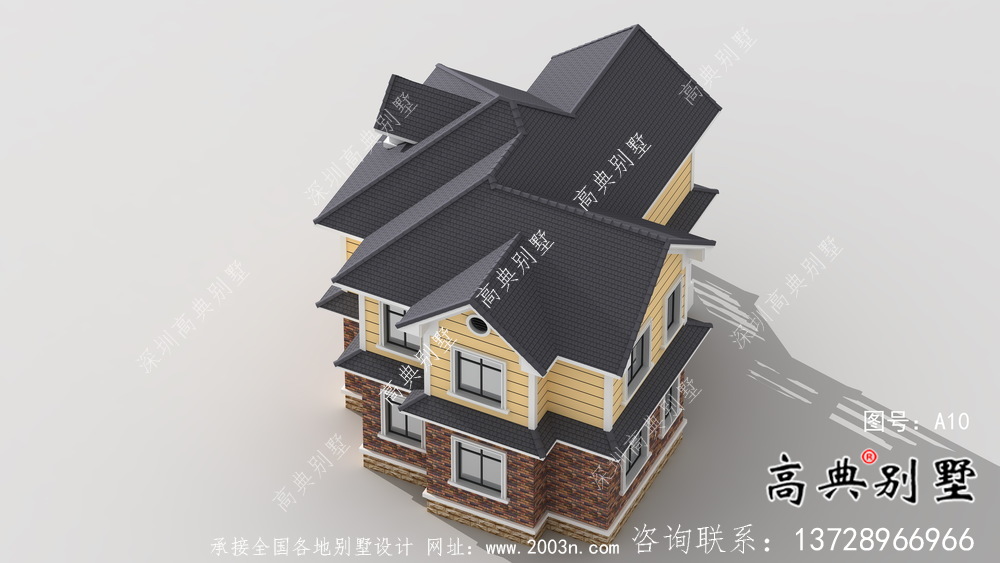 二層簡歐風格自建別墅房屋施工及效果設計圖
