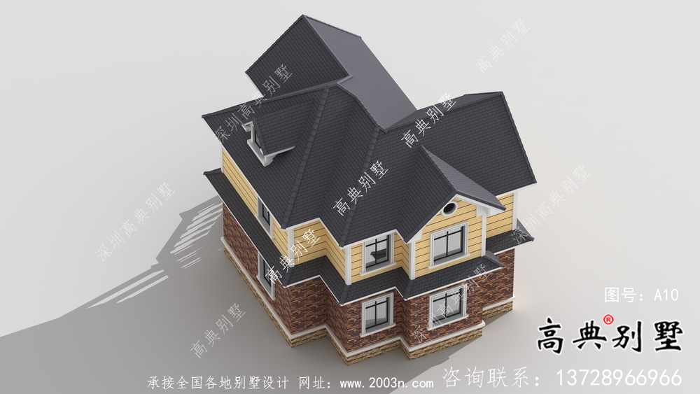 二層簡歐風格自建別墅房屋施工及效果設計圖