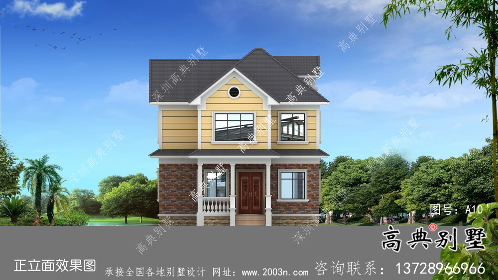 二層簡歐風格自建別墅房屋施工及效果設計圖