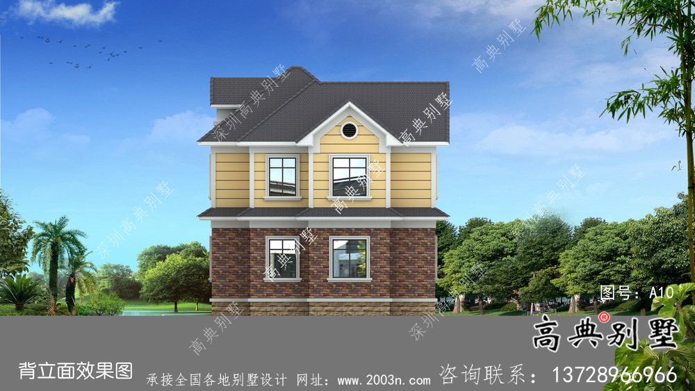 二層簡歐風格自建別墅房屋施工及效果設計圖