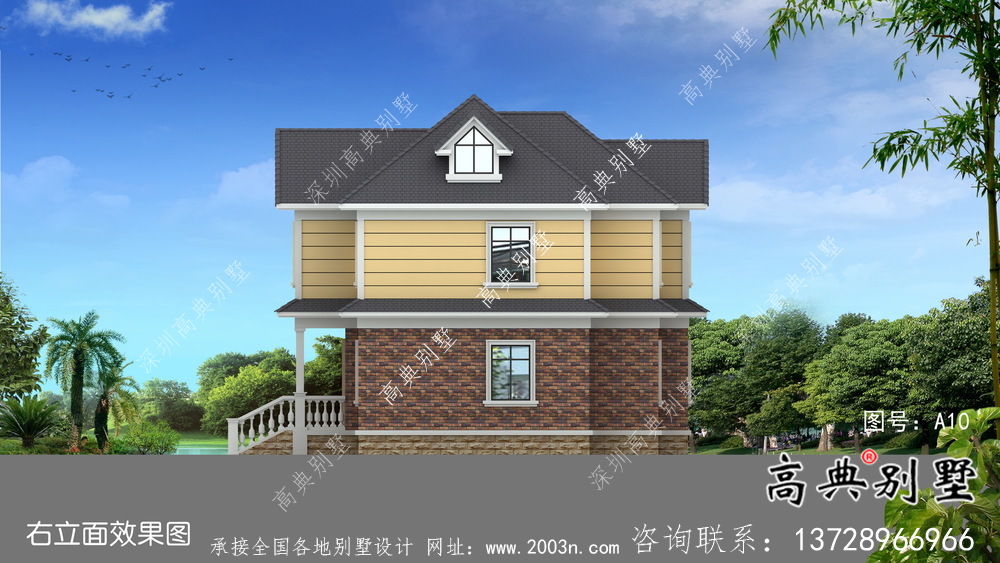 二層簡歐風格自建別墅房屋施工及效果設計圖