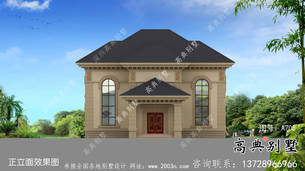 二層歐式古典鄉(xiāng)村別墅設(shè)計(jì)實(shí)際效果工程圖紙