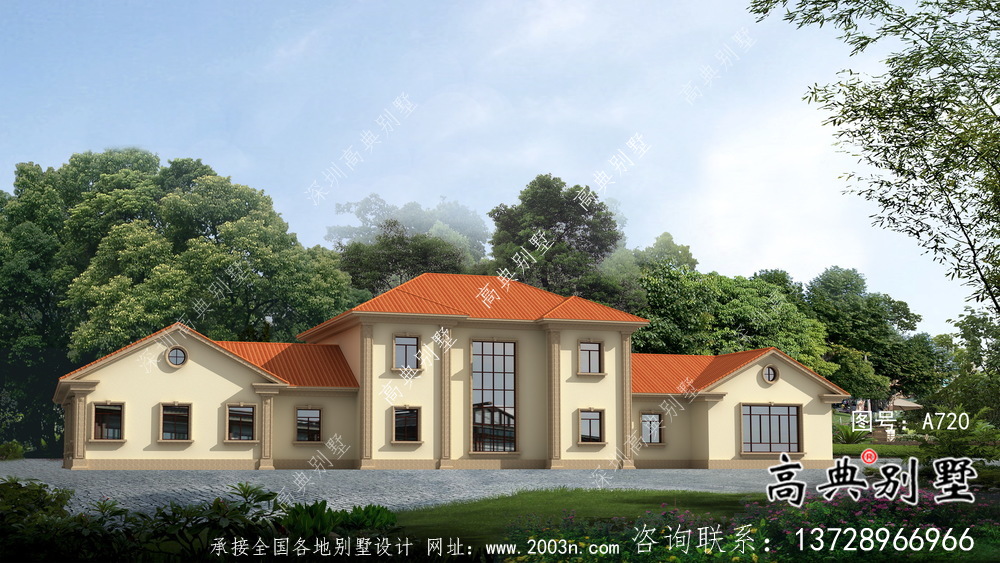 歐式二層別墅墅設(shè)計(jì)實(shí)際效果工程圖紙