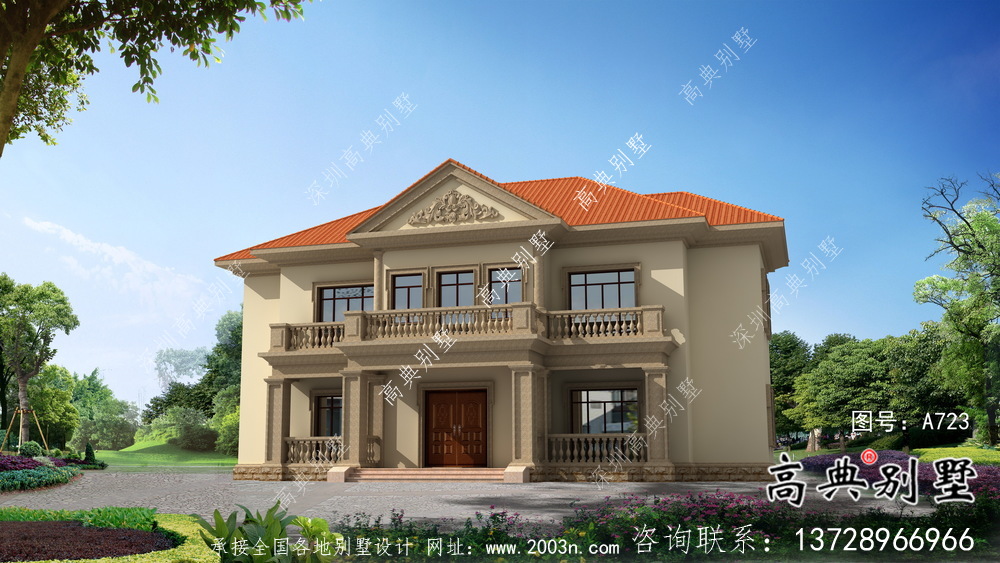 二層鄉(xiāng)村自建歐式別墅設(shè)計(jì)效果圖