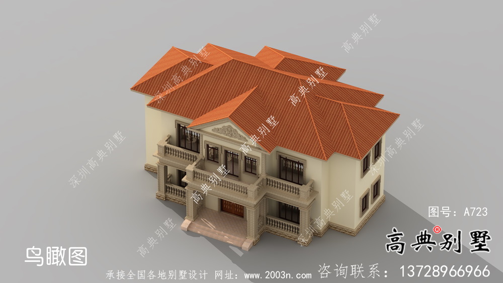 二層鄉(xiāng)村自建歐式別墅設(shè)計(jì)效果圖