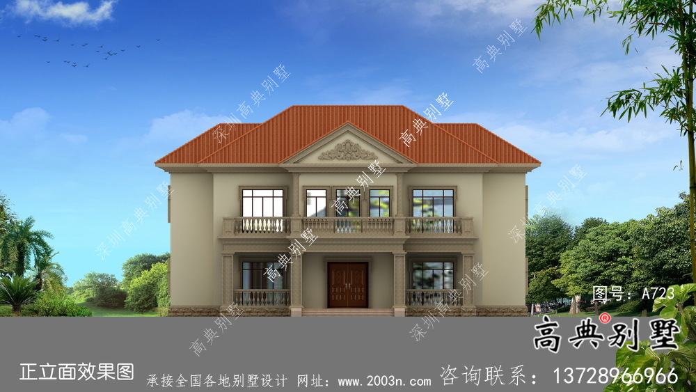 二層鄉(xiāng)村自建歐式別墅設(shè)計(jì)效果圖