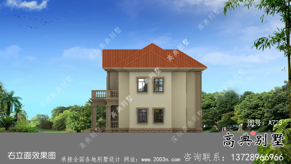 二層鄉(xiāng)村自建歐式別墅設(shè)計(jì)效果圖