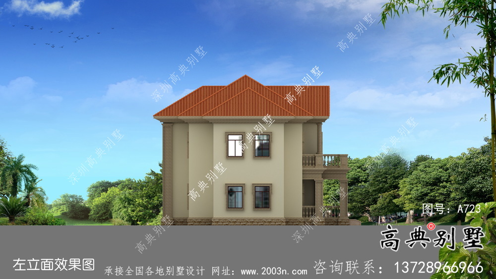 二層鄉(xiāng)村自建歐式別墅設(shè)計(jì)效果圖