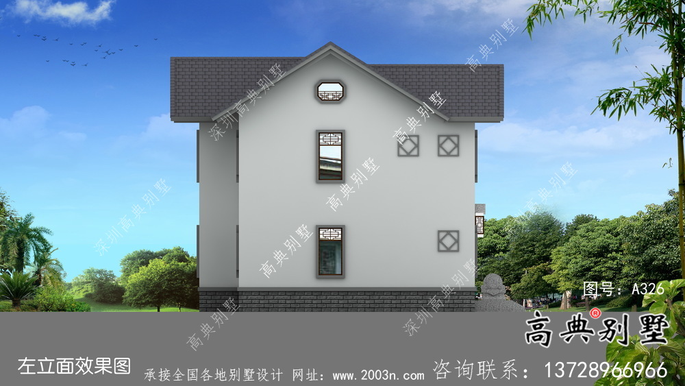 中式古典韻味十足兩層房屋設計圖（附構造和設計效果圖）