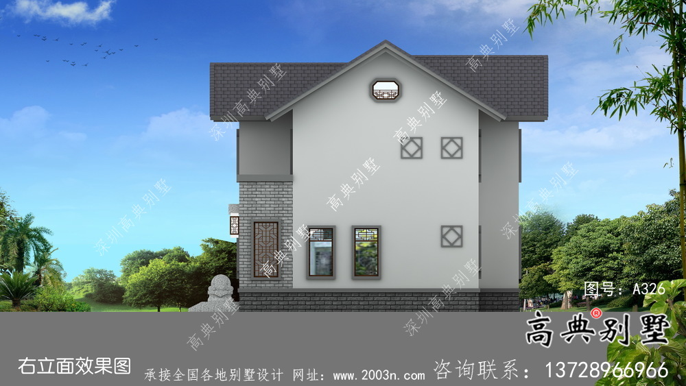 中式古典韻味十足兩層房屋設計圖（附構造和設計效果圖）