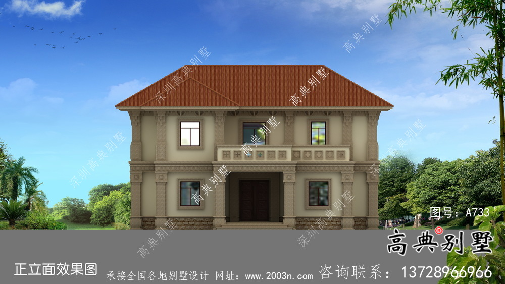 190平二層歐式農(nóng)村別墅全套設(shè)計(jì)施工效果圖紙