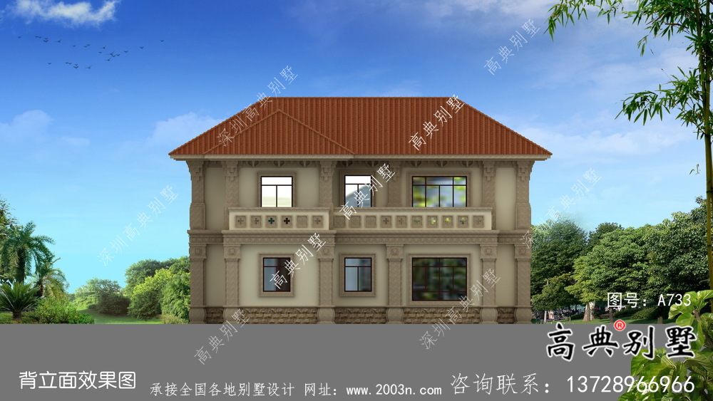 190平二層歐式農(nóng)村別墅全套設(shè)計(jì)施工效果圖紙