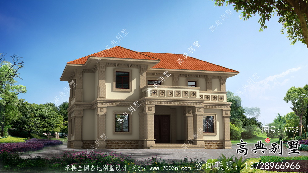 190平二層歐式農(nóng)村別墅全套設(shè)計(jì)施工效果圖紙