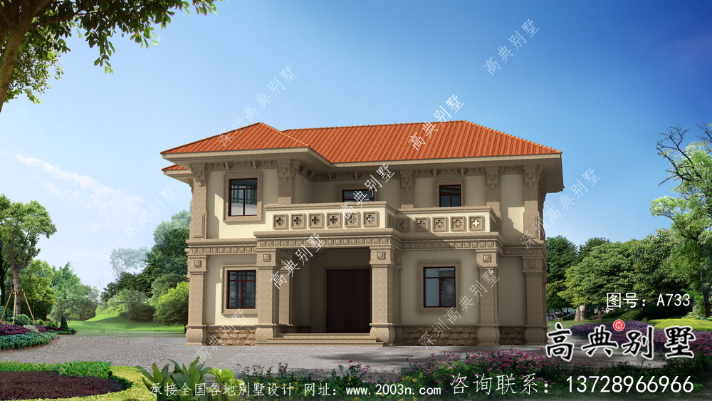 190平二層歐式農(nóng)村別墅全套設(shè)計(jì)施工效果圖紙