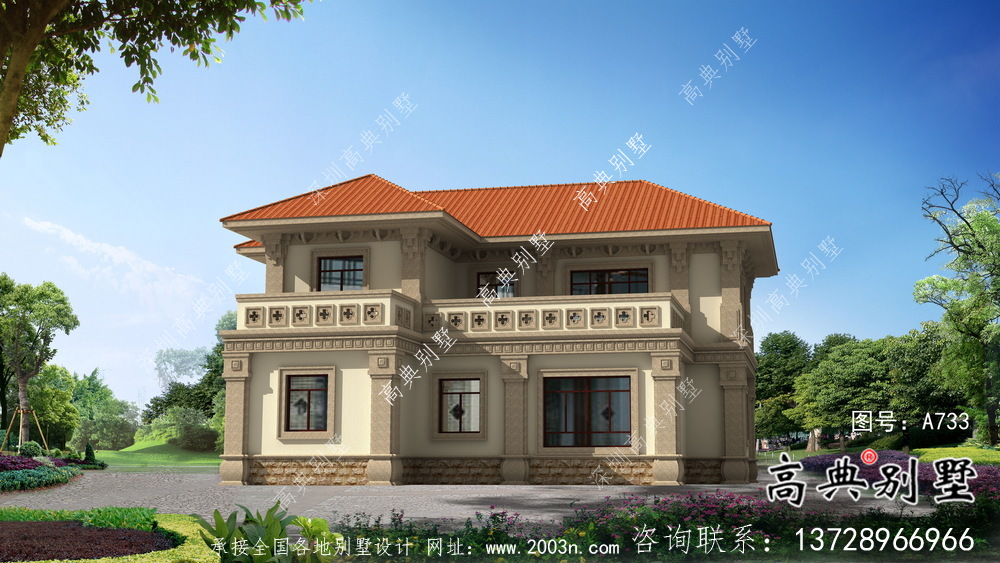 190平二層歐式農(nóng)村別墅全套設(shè)計(jì)施工效果圖紙