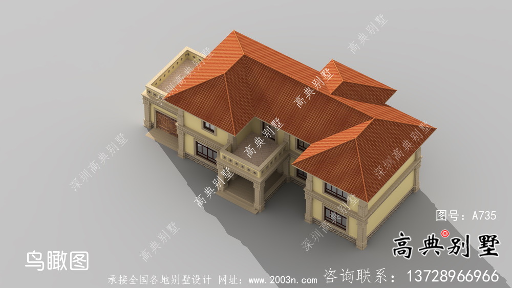 鄉(xiāng)村二層帶車庫(kù)歐式自建別墅施工效果全套圖紙