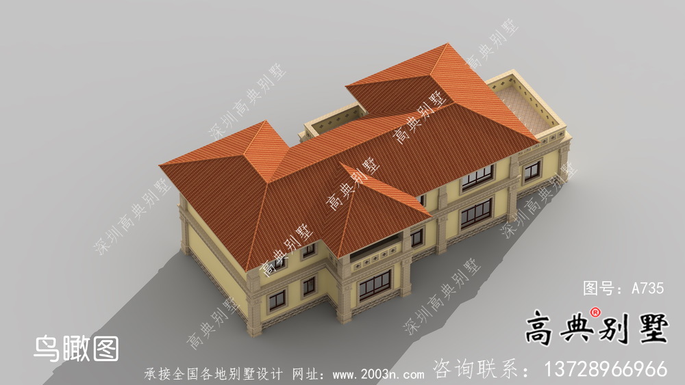 鄉(xiāng)村二層帶車庫(kù)歐式自建別墅施工效果全套圖紙