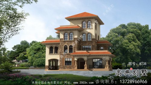150平農(nóng)村三層歐式別墅設(shè)計圖效果圖紙