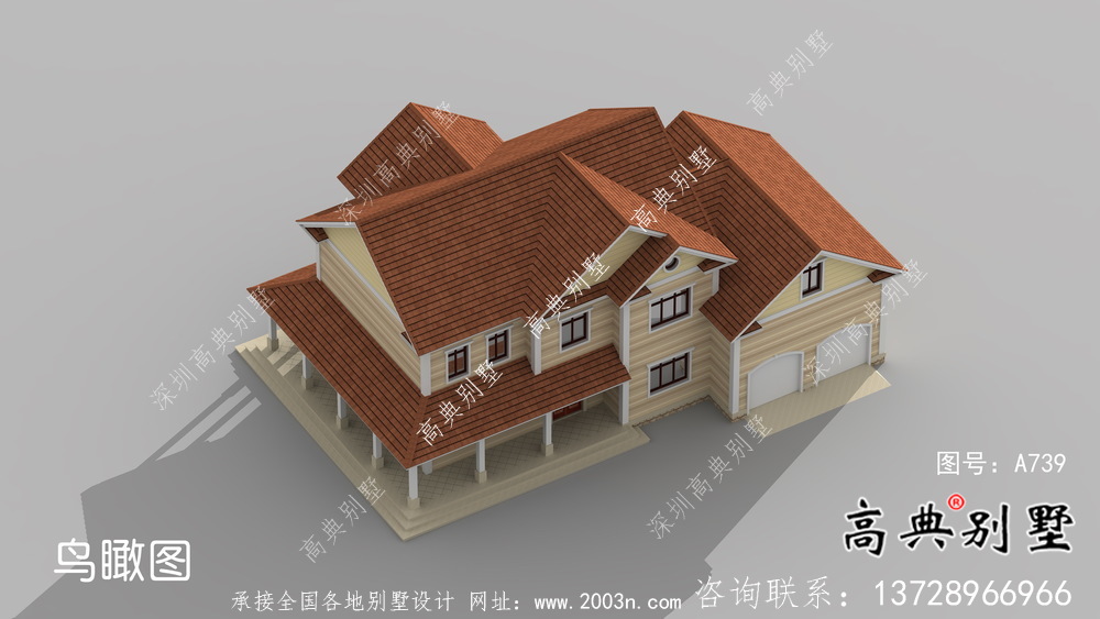 全套二層簡歐自建別墅帶車庫施工效果圖紙