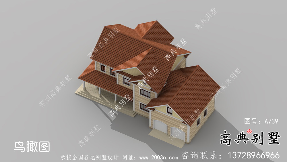 全套二層簡歐自建別墅帶車庫施工效果圖紙