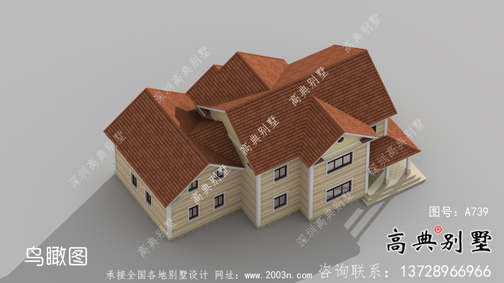 全套二層簡歐自建別墅帶車庫施工效果圖紙