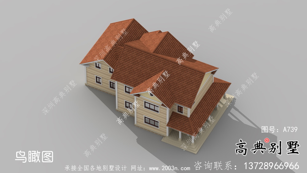 全套二層簡歐自建別墅帶車庫施工效果圖紙