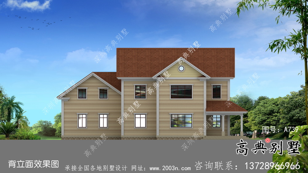 全套二層簡歐自建別墅帶車庫施工效果圖紙