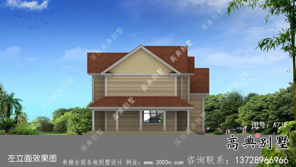 全套二層簡歐自建別墅帶車庫施工效果圖紙