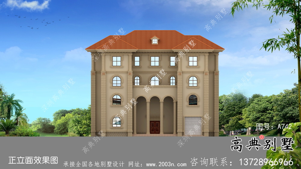 農(nóng)村四層復(fù)式歐式別墅設(shè)計(jì)施工效果集圖