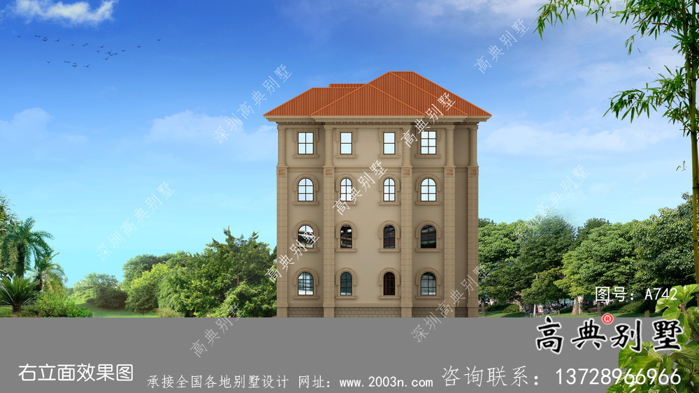 農(nóng)村四層復(fù)式歐式別墅設(shè)計(jì)施工效果集圖