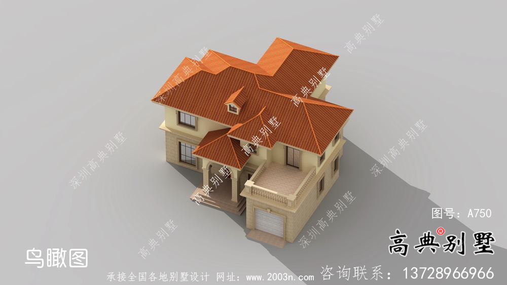 鄉(xiāng)村二層帶車庫簡歐自建別墅施工設(shè)計圖紙-帶露臺