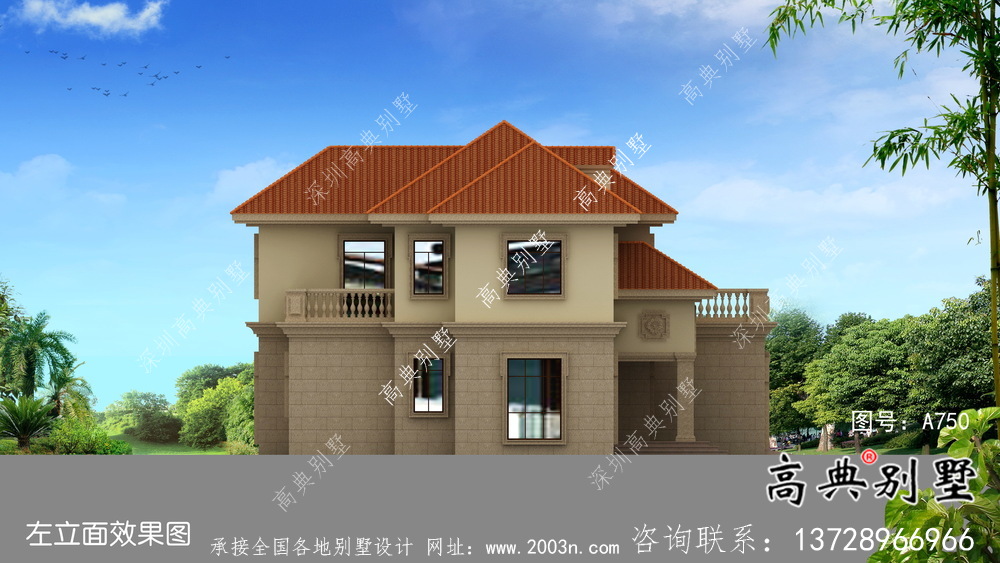 鄉(xiāng)村二層帶車庫簡歐自建別墅施工設(shè)計圖紙-帶露臺