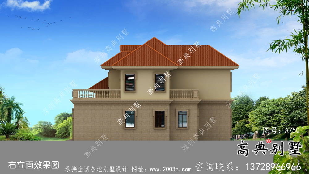 鄉(xiāng)村二層帶車庫簡歐自建別墅施工設(shè)計圖紙-帶露臺