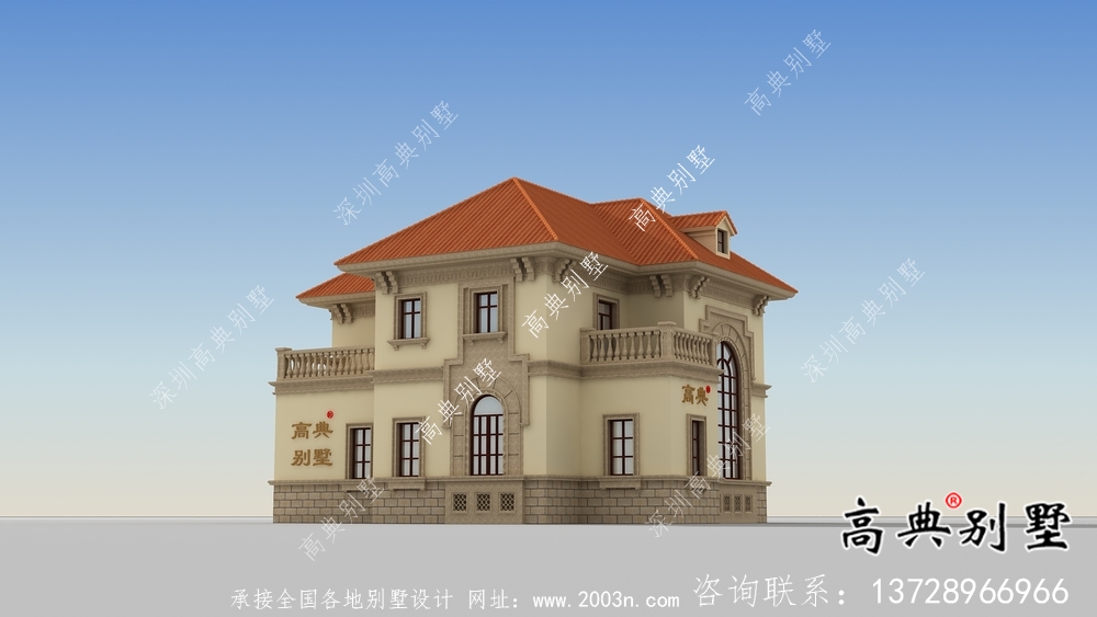歐式風(fēng)格二層實(shí)用型農(nóng)村小別墅全套施工圖及效果圖