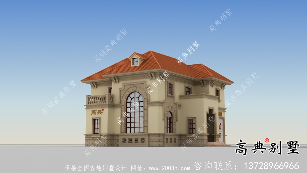 歐式風(fēng)格二層實(shí)用型農(nóng)村小別墅全套施工圖及效果圖