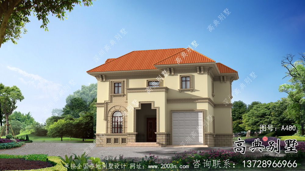 歐式風(fēng)格二層實(shí)用型農(nóng)村小別墅全套施工圖及效果圖