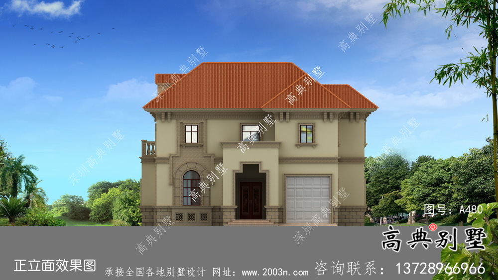 歐式風(fēng)格二層實(shí)用型農(nóng)村小別墅全套施工圖及效果圖