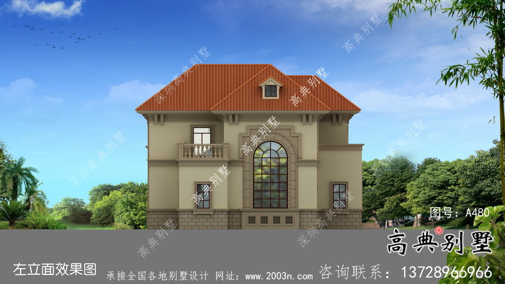 歐式風(fēng)格二層實(shí)用型農(nóng)村小別墅全套施工圖及效果圖