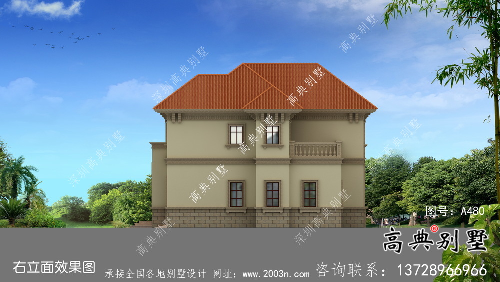 歐式風(fēng)格二層實(shí)用型農(nóng)村小別墅全套施工圖及效果圖