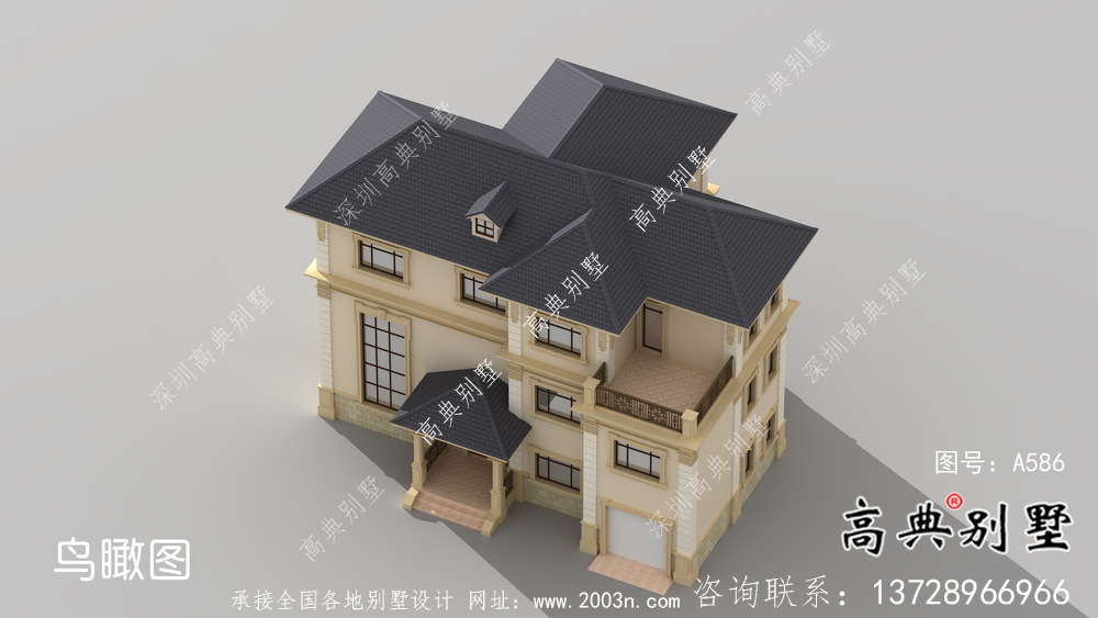 獨(dú)特的有車庫的法式風(fēng)格別墅設(shè)計(jì)圖紙