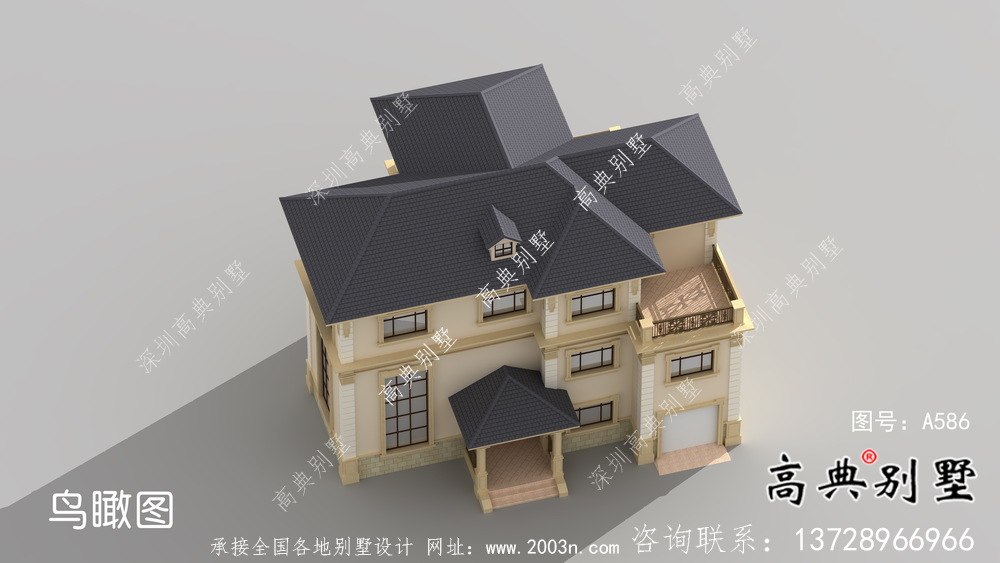 獨(dú)特的有車庫的法式風(fēng)格別墅設(shè)計(jì)圖紙