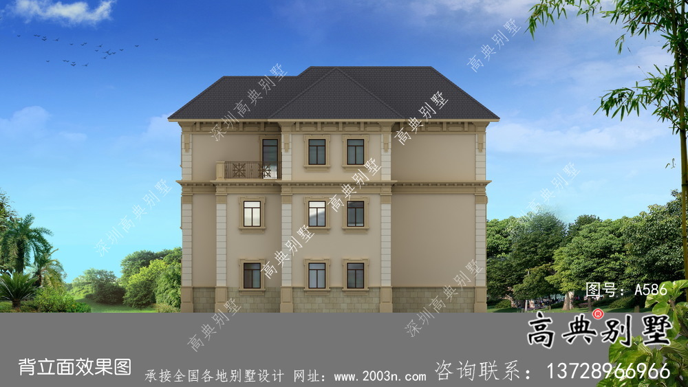 獨(dú)特的有車庫的法式風(fēng)格別墅設(shè)計(jì)圖紙
