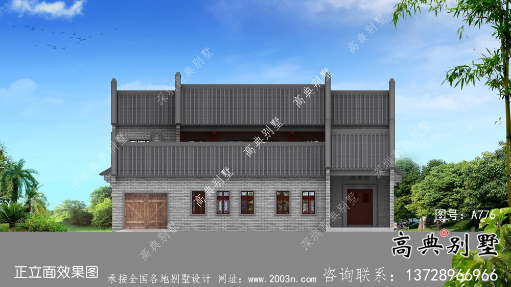 新中式穩(wěn)重二層別墅整套設(shè)計圖及施工圖紙