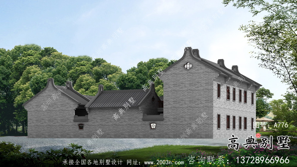 新中式穩(wěn)重二層別墅整套設(shè)計圖及施工圖紙